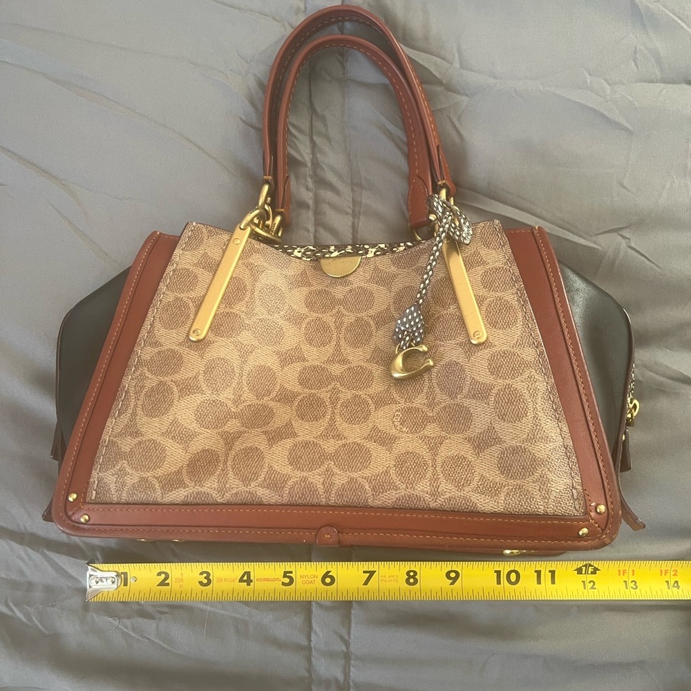 COACH Dreamer Signature Canvas with Snake Skin Detail Shoulder Bag 38846 - Picture 13 of 15
